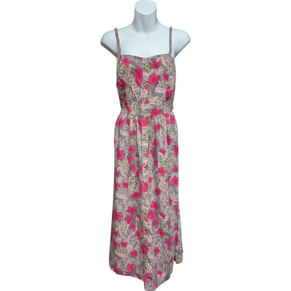 Floral Pink Tropical Dress with Braided Spaghetti Straps by Dip NWT
